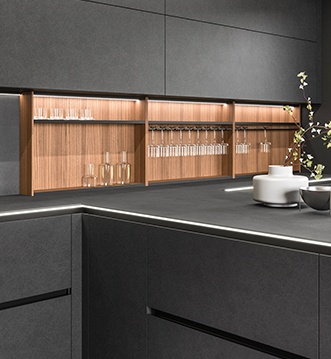 Cocina Snaidero Elementi & Link abierta al salón