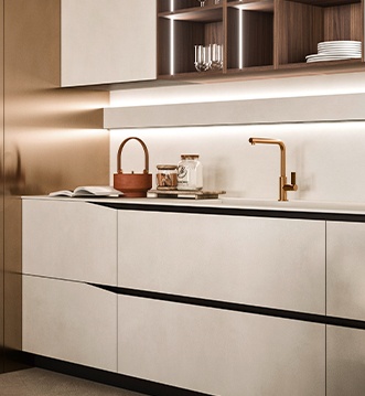 Cocina Snaidero Elementi White con aparadores Rialto