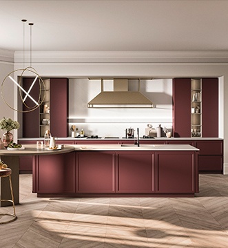 Cocina Snaidero Frame en lacado rojo con isla en Marbella