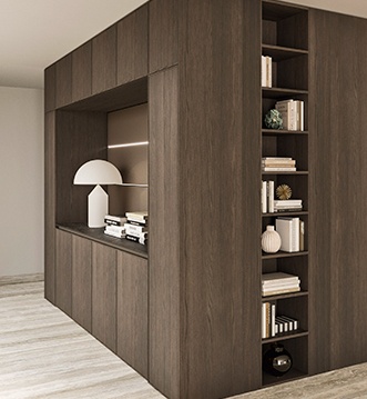 Cocina y comedor Snaidero Quadra en chapa Earth Oak