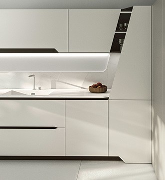 Cocina Snaidero Vision White y madera en la Costa del Sol