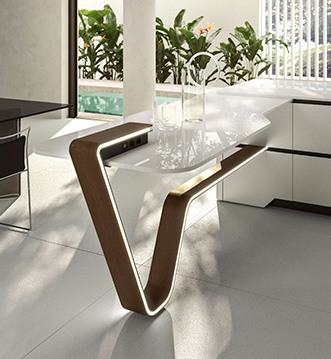 Cocina Snaidero Vision White con isla en una villa de Marbella