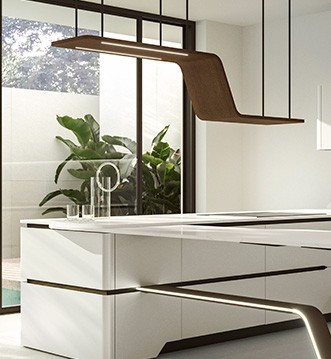 Diseño de cocina Snaidero Vision White sin tirador en Marbella